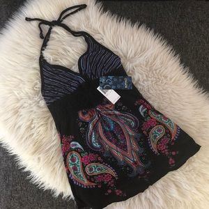 BUFFALO DAVID BITTON Paisley Boho Halter Top, XS